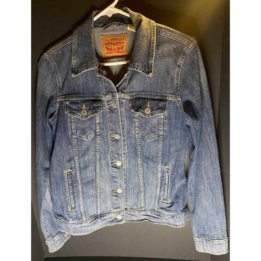 Levis Denim Jean Trucker Jacket Womens S Flap Pockets Fade Y2K